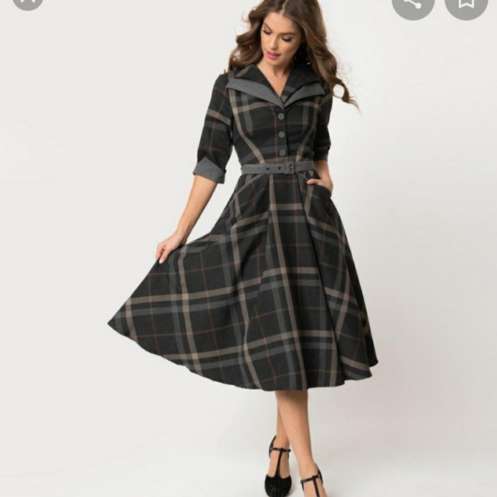 Miss Candyfloss gray plaid dress size L